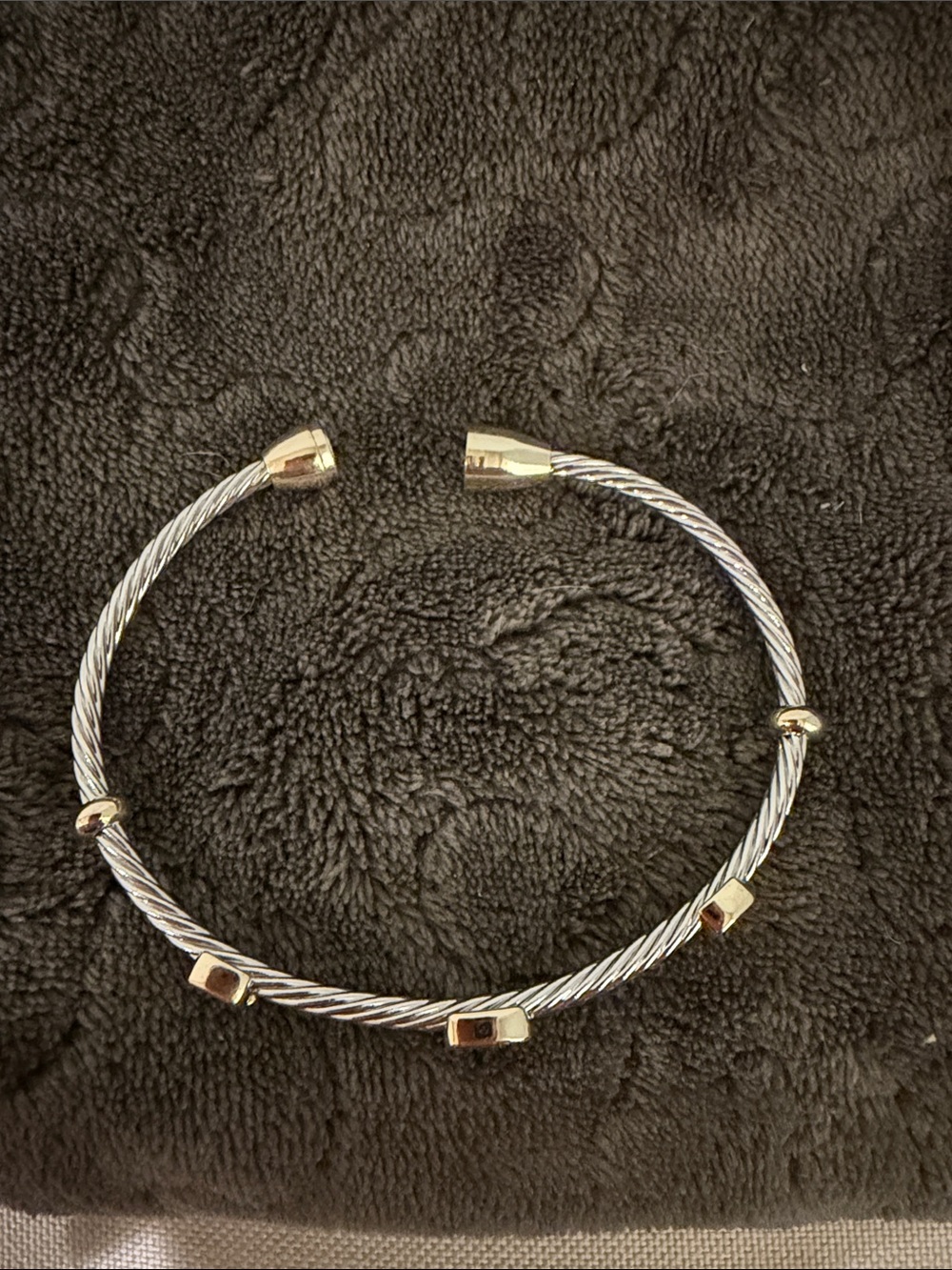 Two-Tone Gold and Silver Pave Cable Cuff Bracelet - Picture 3 of 5